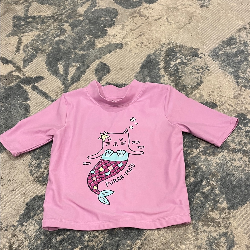Carter's Pink Cat Mermaid Rashguard